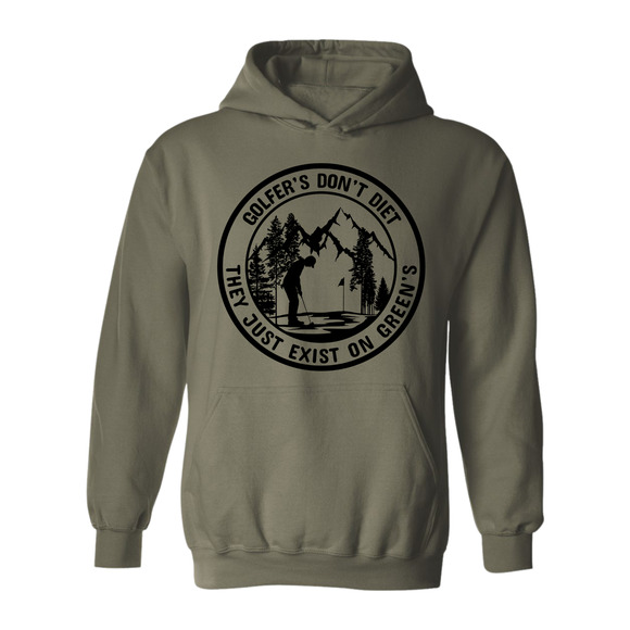 Golf Hoodie Golfers Don't Diet On Greens Funny Man Putting Golfing Sweatshirt - Picture 6 of 13
